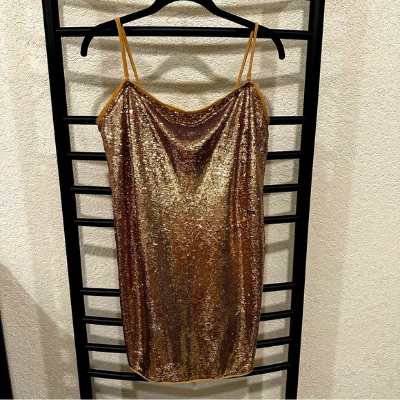 Free People Little Gold Sequin Dress - Picture 1 of 3